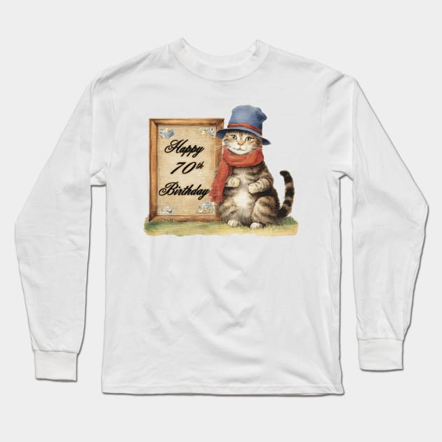 Happy 70th Birthday Long Sleeve T-Shirt by JnS Merch Store